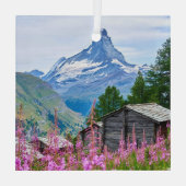Bloemen | Summer Matterhorn Zwitserland Glas Ornament (Achterkant)