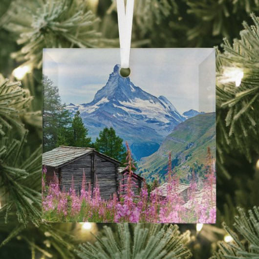 Bloemen | Summer Matterhorn Zwitserland Glas Ornament (Insitu)