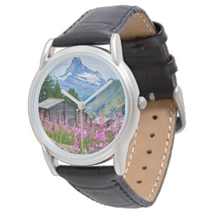 Bloemen   Summer Matterhorn Zwitserland Horloge