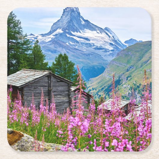 Bloemen | Summer Matterhorn Zwitserland Kartonnen Onderzetters (Voorkant)