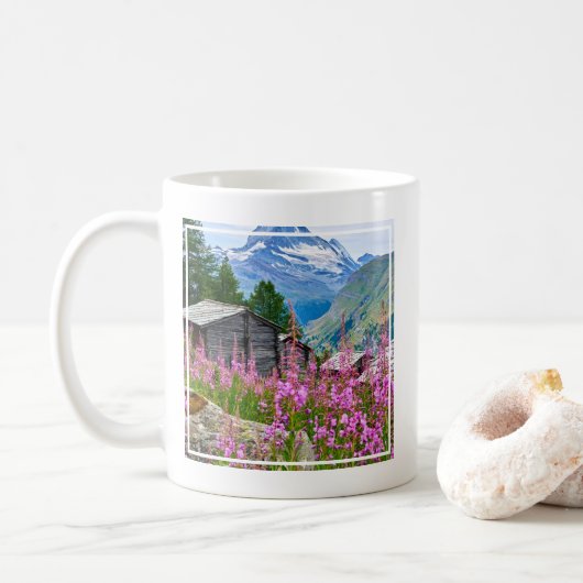 Bloemen | Summer Matterhorn Zwitserland Koffiemok (Met donut)