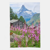 Bloemen | Summer Matterhorn Zwitserland Theedoek (Verticaal)