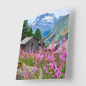 Bloemen | Summer Matterhorn Zwitserland Vierkante Klok (Hoek)