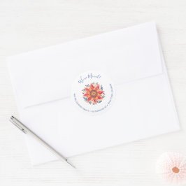 Bloemen Sunburst Bewegende Aankondiging Ronde Sticker