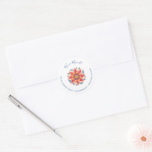 Bloemen Sunburst Bewegende Aankondiging Ronde Sticker