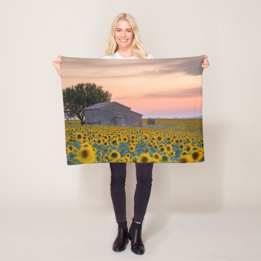 Bloemen | Sunflower Field Provence, Frankrijk Fleece Deken (In situ)