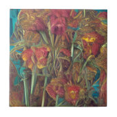 Bloemen surrogaatgroene digitale kunst tegeltje (Voorkant)