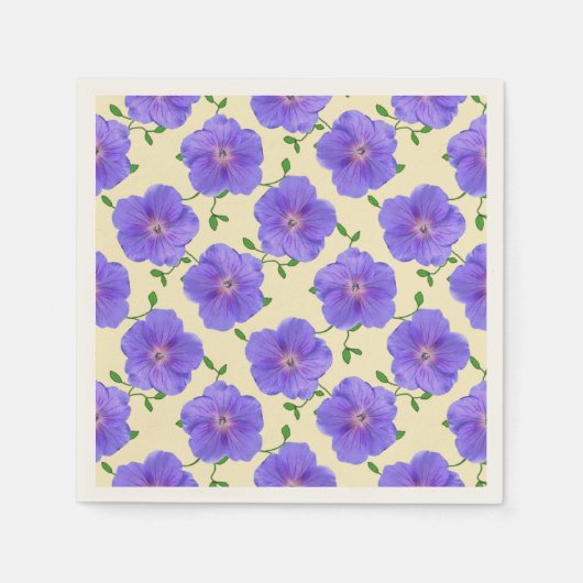 Bloemen Sweet Blue Garden Bloemen op elke kleur Servetten (Voorkant)