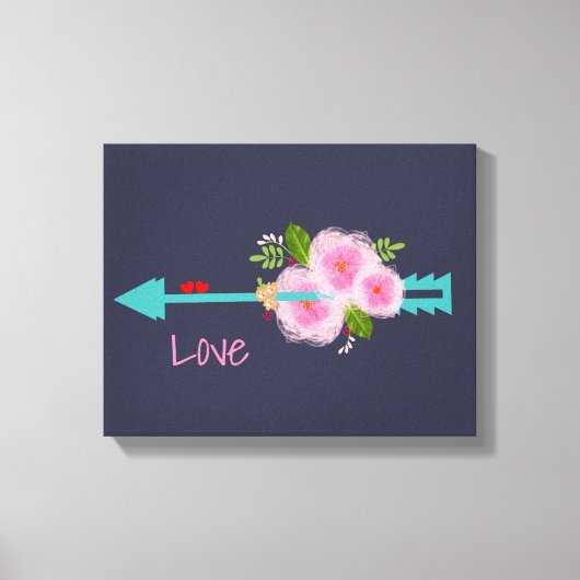 Bloemen Sweet Love Hearts Arrow Canvas Afdruk (Voorkant)