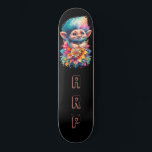 *~* Bloemen Sweet Troll AP89 Neon Regenboog Initia Persoonlijk Skateboard<br><div class="desc">(Zoekcode AP89 voor Troll items en AP88 voor middeleeuwse thema items ) Gemakkelijk overzetten naar andere Zazzle producten. ZWARTE achtergrond Skateboard. De felle vrolijke NEON Rainbow kleuren poppen gewoon de TROLL afbeeldingen en LETTERS. Pas/personaliseer uw INITIALEN/MONOGRAM aan. Whimsical Schattige grappig lang haar trol. Heldere RAINBOW neon kleuren. Dit is een...</div>