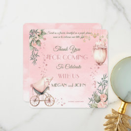 Bloemen symfonie in roze co-ed meisje Baby shower Bedankkaart