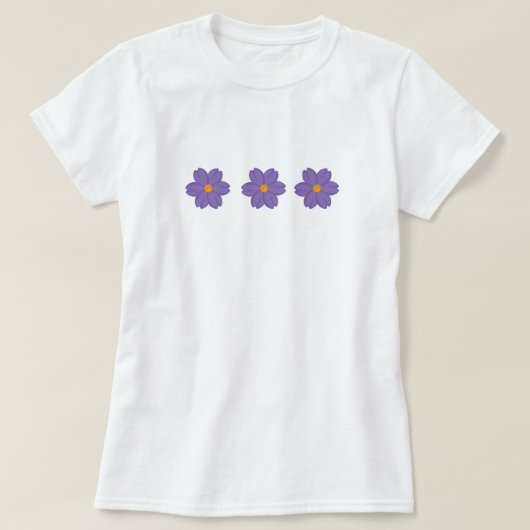 Bloemen T-shirt, paarse wilde bloem T-shirt (Design voorkant)
