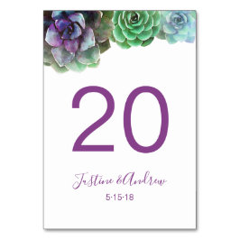 Bloemen Tafelnummers waterverf vetplanten