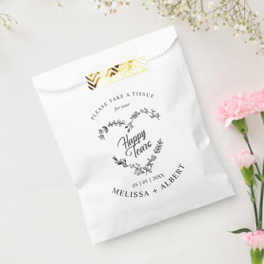 Bloemen & takken Hart Gelukkige Tranen Bruiloft Qu Bedankzakje (Gezegeld)