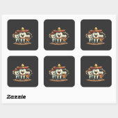 Bloemen Tand Grappig Cinco de Mayo Vierkante Sticker (Vel)