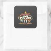 Bloemen Tand Grappig Cinco de Mayo Vierkante Sticker (Tas)