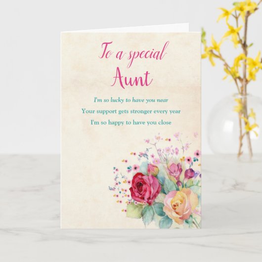 Bloemen Tante Tante Verjaardag Kaart (Gele Bloem)