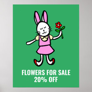 Bloemen te koop Teken, Valentijnsdag Poster