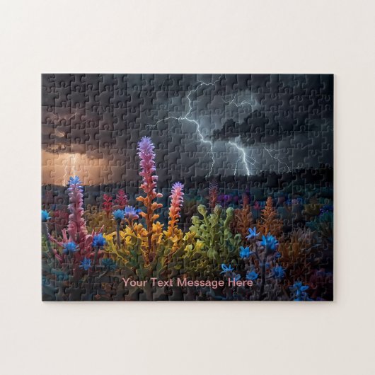 Bloemen te midden van het Lightning Storm Legpuzzel (Horizontaal)
