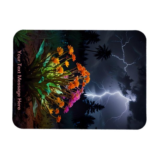 Bloemen te midden van het Lightning Storm Magneet (Horizontaal)