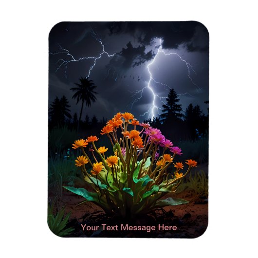 Bloemen te midden van het Lightning Storm Magneet (Verticaal)