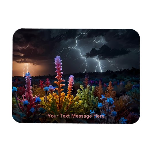 Bloemen te midden van het Lightning Storm Magneet (Horizontaal)