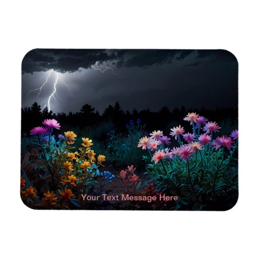 Bloemen te midden van het Lightning Storm Magneet (Horizontaal)