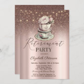 Bloemen Tea Cup, Glitter, String Lights Pensioen Kaart (Voorkant / Achterkant)