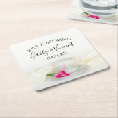 Bloemen Tea Cup Roze Rozen Trouwliefde is Brouwen Kartonnen Onderzetters (Schuin)