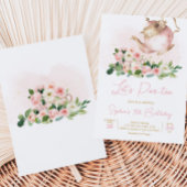 Bloemen Tea Garden Verjaardagsfeestje Uitnodiging