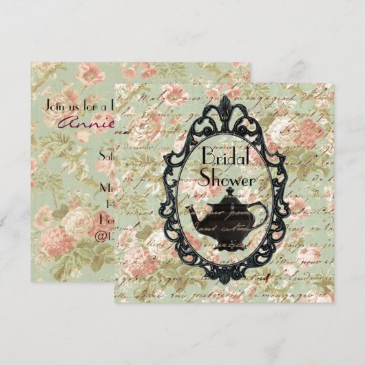  Bloemen Tea Party Bruids Douche Uitnodiging (Voorkant / Achterkant)
