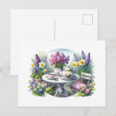 Bloemen Tea Party in de tuin Briefkaart (Voorkant / Achterkant)