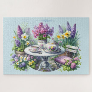 Bloemen Tea Party in de tuin Legpuzzel