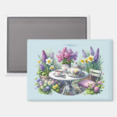  Bloemen Tea Party in de tuin Magneet (Voorkant / Achterkant)