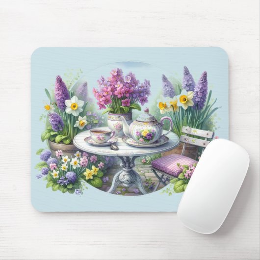Bloemen Tea Party in de tuin Muismat (Met muis)