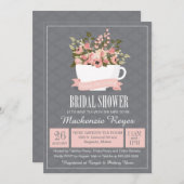 Bloemen Teacup Bruids Douche Uitnodiging, Tea Part Kaart (Voorkant / Achterkant)