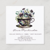 Bloemen  Teacup Pansy Square Visitekaartje (Achterkant)