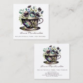Bloemen  Teacup Pansy Square Visitekaartje (Voorkant / Achterkant)