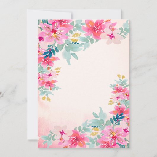 Bloemen Teddybeer Baby shower Kaart (Achterkant)