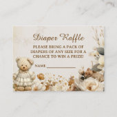 Bloemen Teddybeer Luier Raffle Baby shower Kaart (Voorkant)
