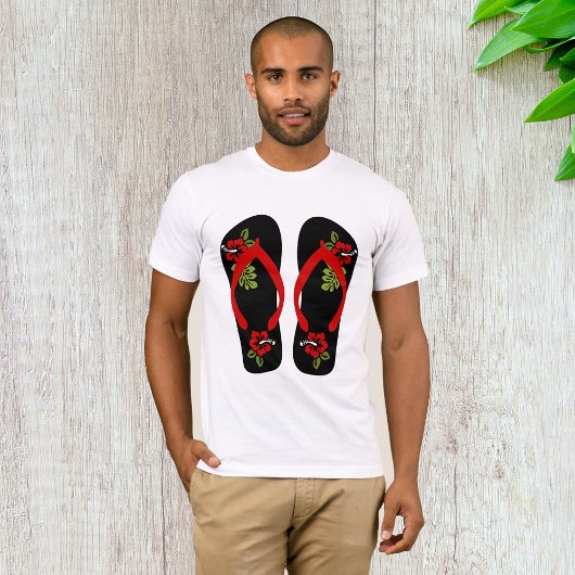 Bloemen Teenslippers Mannen T-shirt