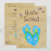 Bloemen Teenslippers, schelpen en zandverjaardag Kaart (Voorkant / Achterkant)