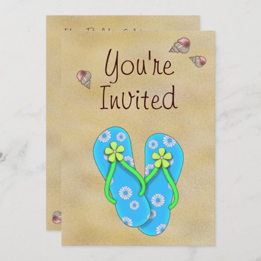 Bloemen Teenslippers, schelpen en zandverjaardag Kaart (Voorkant / Achterkant)