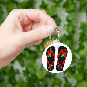 Bloemen Teenslippers Sleutelhanger