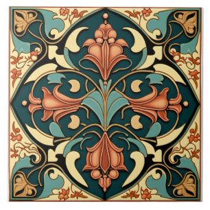 Bloemen Tegel - Art Nouveau Keramische Tegel Tegeltje