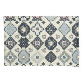  Bloemen Tegel Patchwork Navy Blue Kussensloop (Voorkant-Links)