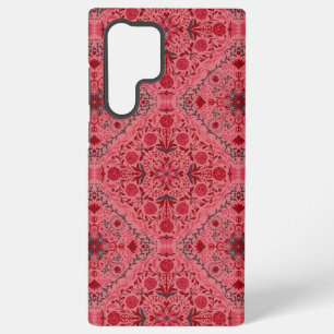 Bloemen tegels in rood en watermeloen roze samsung galaxy hoesje