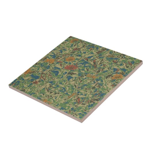 Bloemen tegen bladcamouflage tegeltje (Zijkant)