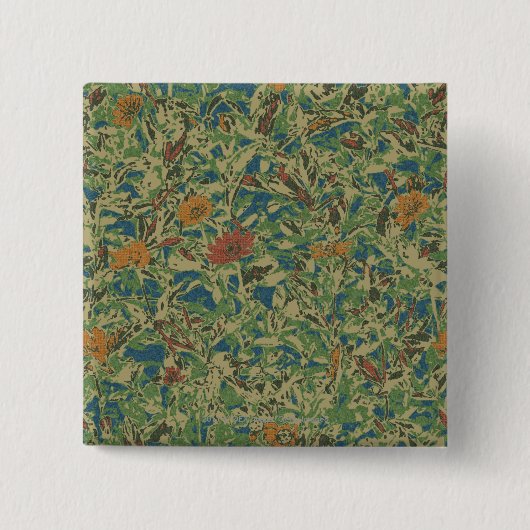 Bloemen tegen bladcamouflage vierkante button 5,1 cm (Voorkant)