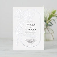 Bloemen Tekenen Elegant Boho Huwelijk Zilver